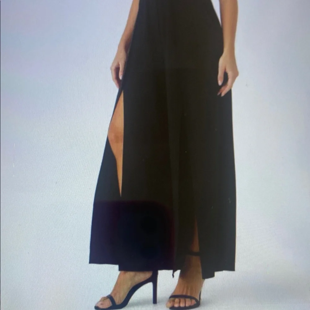 XLARGE.  HALARA BREEZEFUL BACKLESS SPLIT LEG TIE JUMPSUIT - Picture 3 of 9
